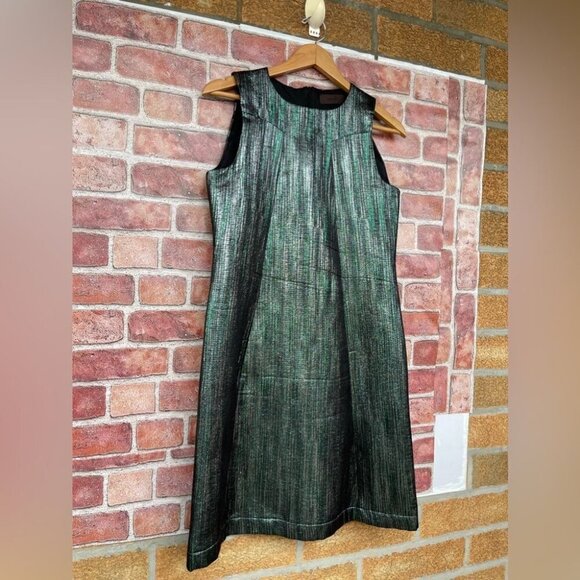 Jo No Fui emerald Metallic A-Line Shift Dress size 42/8 - Picture 2 of 12